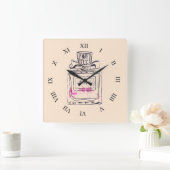 Mode van parfumeflesjes illustratie pop kunst vierkante klok (Huis)