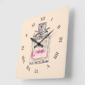 Mode van parfumeflesjes illustratie pop kunst vierkante klok (Hoek)
