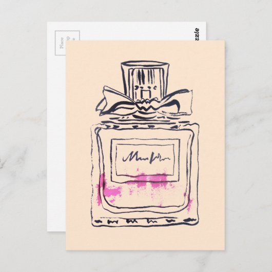 Mode van parfumflesjes, afbeelding van waterverf briefkaart (Voorkant / Achterkant)