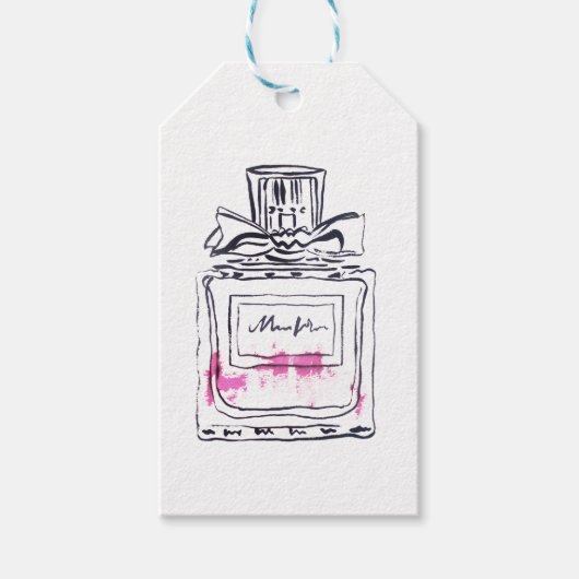 Mode van parfumflesjes, afbeelding van waterverf cadeaulabel (Voorkant)