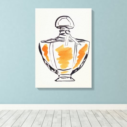 Mode van parfumflesjes, afbeelding van waterverf canvas afdruk (Insitu (Houten vloer))