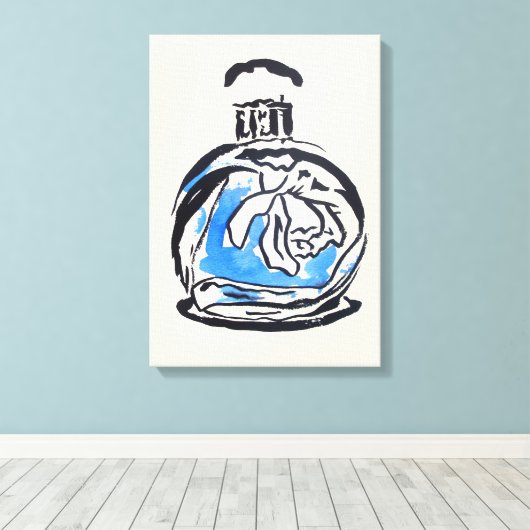 Mode van parfumflesjes, afbeelding van waterverf canvas afdruk (Insitu (Houten vloer))