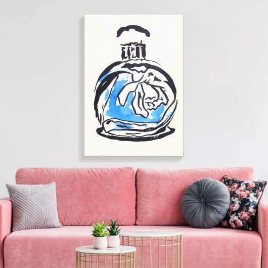 Mode van parfumflesjes, afbeelding van waterverf canvas afdruk (Insitu (Woonkamer))