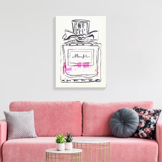 Mode van parfumflesjes, afbeelding van waterverf canvas afdruk (Insitu (Woonkamer))