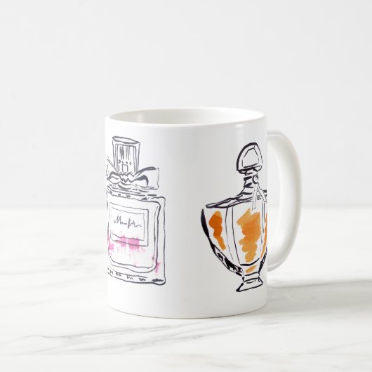 Mode van parfumflesjes, afbeelding van waterverf koffiemok (Voorkant rechts)