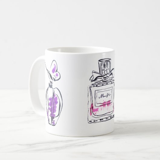 Mode van parfumflesjes, afbeelding van waterverf koffiemok (Voorkant links)