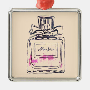 Mode van parfumflesjes, afbeelding van waterverf metalen ornament