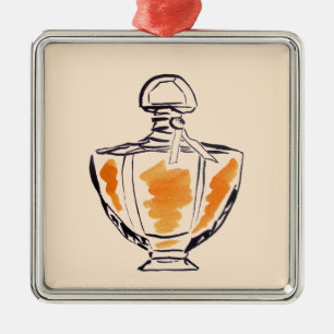 Mode van parfumflesjes, afbeelding van waterverf metalen ornament