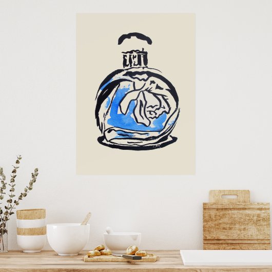 Mode van parfumflesjes, afbeelding van waterverf poster (Keuken)