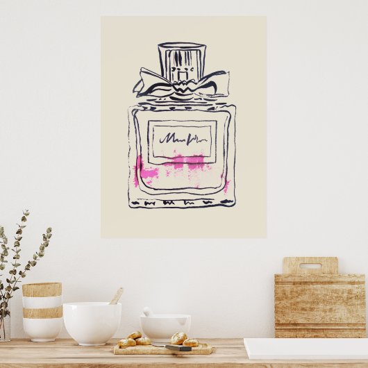Mode van parfumflesjes, afbeelding van waterverf poster (Keuken)