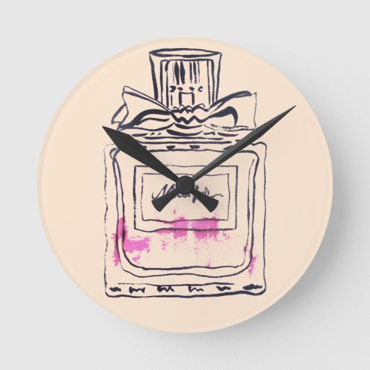 Mode van parfumflesjes, afbeelding van waterverf ronde klok (Voorkant)