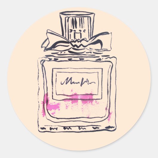 Mode van parfumflesjes, afbeelding van waterverf ronde sticker (Voorkant)