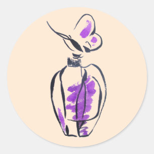 Mode van parfumflesjes, afbeelding van waterverf ronde sticker