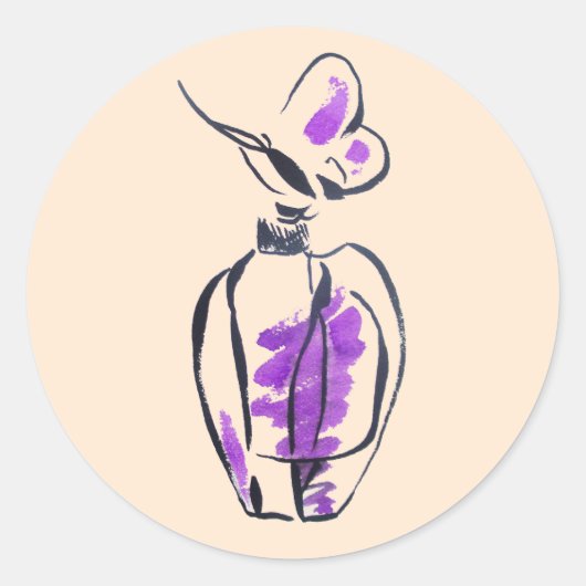 Mode van parfumflesjes, afbeelding van waterverf ronde sticker (Voorkant)