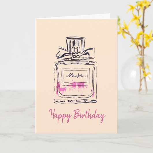 Mode van parfumflessen waterverf verjaardag kaart (Gele Bloem)
