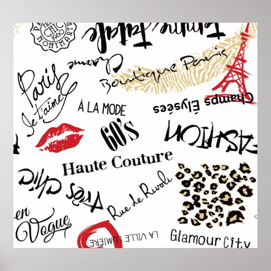 Mode van Parijs:  glamourpatroon. Poster (Voorkant)