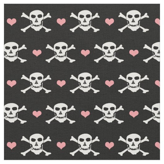 Mode van schedel en hart - Piraten / halloween Stof (Close Up)