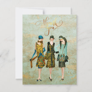 Mode van Vintage 1930 Illustratie Bedankkaart