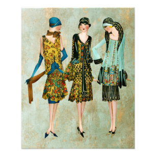 Mode van Vintage 1930 Illustratie Foto Afdruk