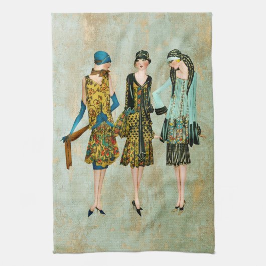 Mode van Vintage 1930 Illustratie Theedoek (Verticaal)