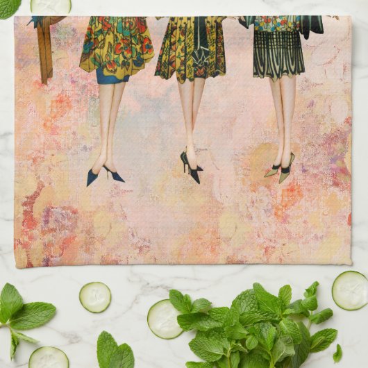 Mode van Vintage 1930 Illustratie Theedoek (Gevouwen)