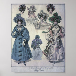 Mode van Vintage vrouwen 1800 Poster