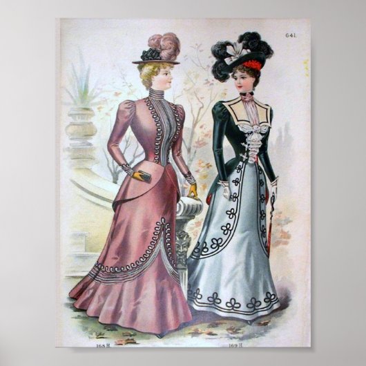 Mode van Vintage vrouwen 1890 Poster (Voorkant)