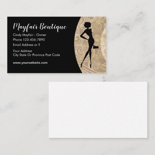 Mode van vrouwen visitekaartje (Voorkant / Achterkant)