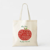 Mode van waardering van rode appelwoordwolken voor tote bag (Achterkant)