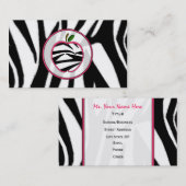 Mode van Zebra Print Apple-leraar Visitekaartje (Voorkant / Achterkant)
