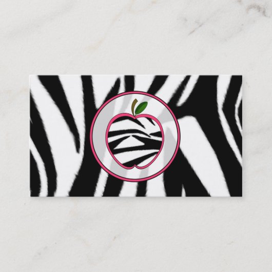 Mode van Zebra Print Apple-leraar Visitekaartje (Voorkant)