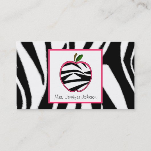 Mode van Zebra Print Apple-leraar Visitekaartje (Voorkant)