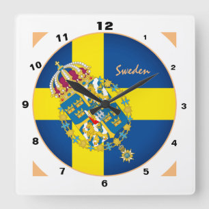 Mode van Zweedse vlag en Zweedse trendy Vierkante Klok