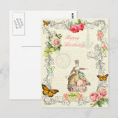 mode verjaardag briefkaart met rozen (Voorkant / Achterkant)