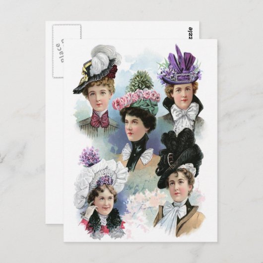 Mode Victoriaans Petten Briefkaart (Voorkant / Achterkant)