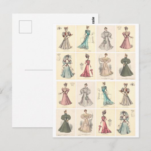  Mode Victoriaans vrouwen in Fancy dress  Briefkaart (Voorkant / Achterkant)