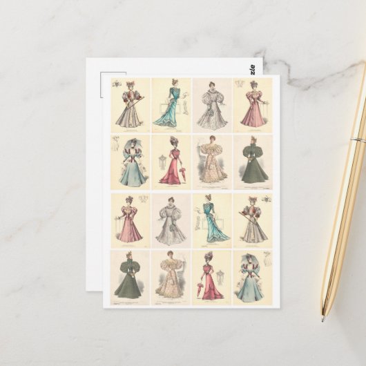  Mode Victoriaans vrouwen in Fancy dress  Briefkaart (Voorkant / Achterkant in situ)