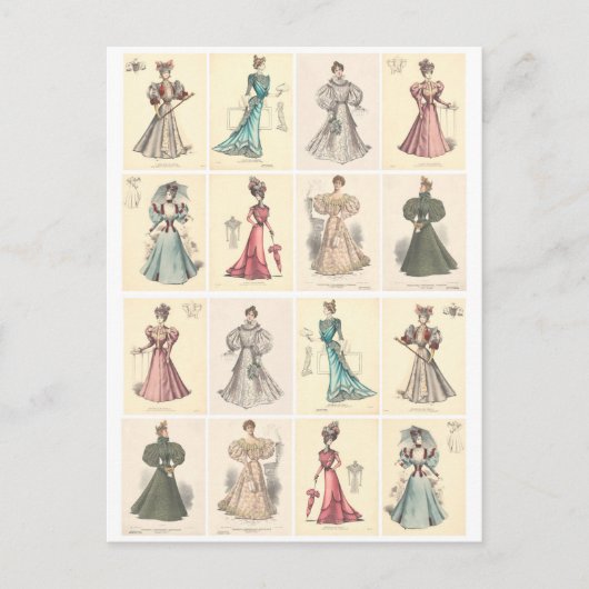  Mode Victoriaans vrouwen in Fancy dress  Briefkaart (Voorkant)