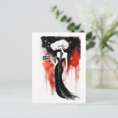 Mode viering. Mooie vrouw met taart Briefkaart (Staand voorkant)