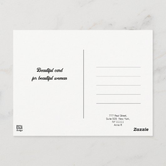 Mode viering. Mooie vrouw met taart Briefkaart (Achterkant)