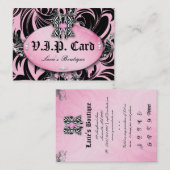 Mode VIP Card Lace Zebra Bow Pink Silver Klantenkaartje (Voorkant / Achterkant)