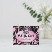 Mode VIP Card Lace Zebra Bow Pink Silver Klantenkaartje (Staand voorkant)