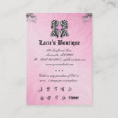 Mode VIP Card Lace Zebra Bow Pink Silver Klantenkaartje (Achterkant)