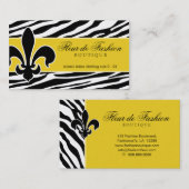 Mode Visitekaartje Fleur de lis zebra geel (Voorkant / Achterkant)