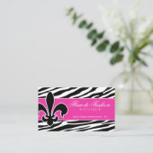 Mode Visitekaartje Fleur de lis zebra roze (Staand voorkant)
