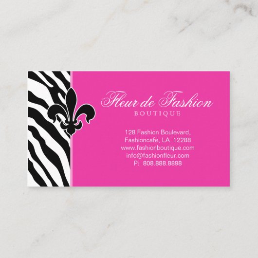 Mode Visitekaartje Fleur de lis zebra roze (Achterkant)