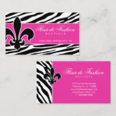 Mode Visitekaartje Fleur de lis zebra roze (Voorkant / Achterkant)