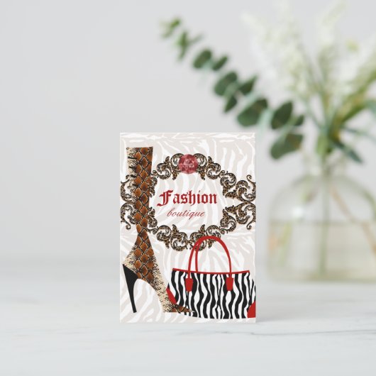 Mode Visitekaartje Handtas Boot Lederen Zebra (Staand voorkant)