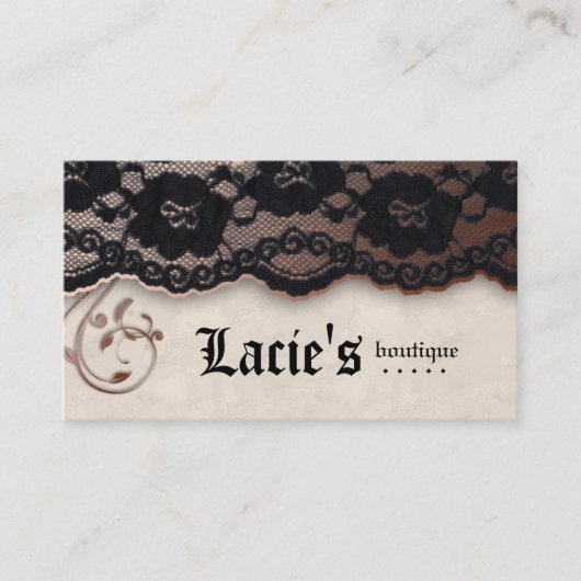 Mode Visitekaartje Lace Ivory Brown Black (Voorkant)