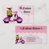 Mode Visitekaartje Scooter Woman Roze (Voorkant / Achterkant)
